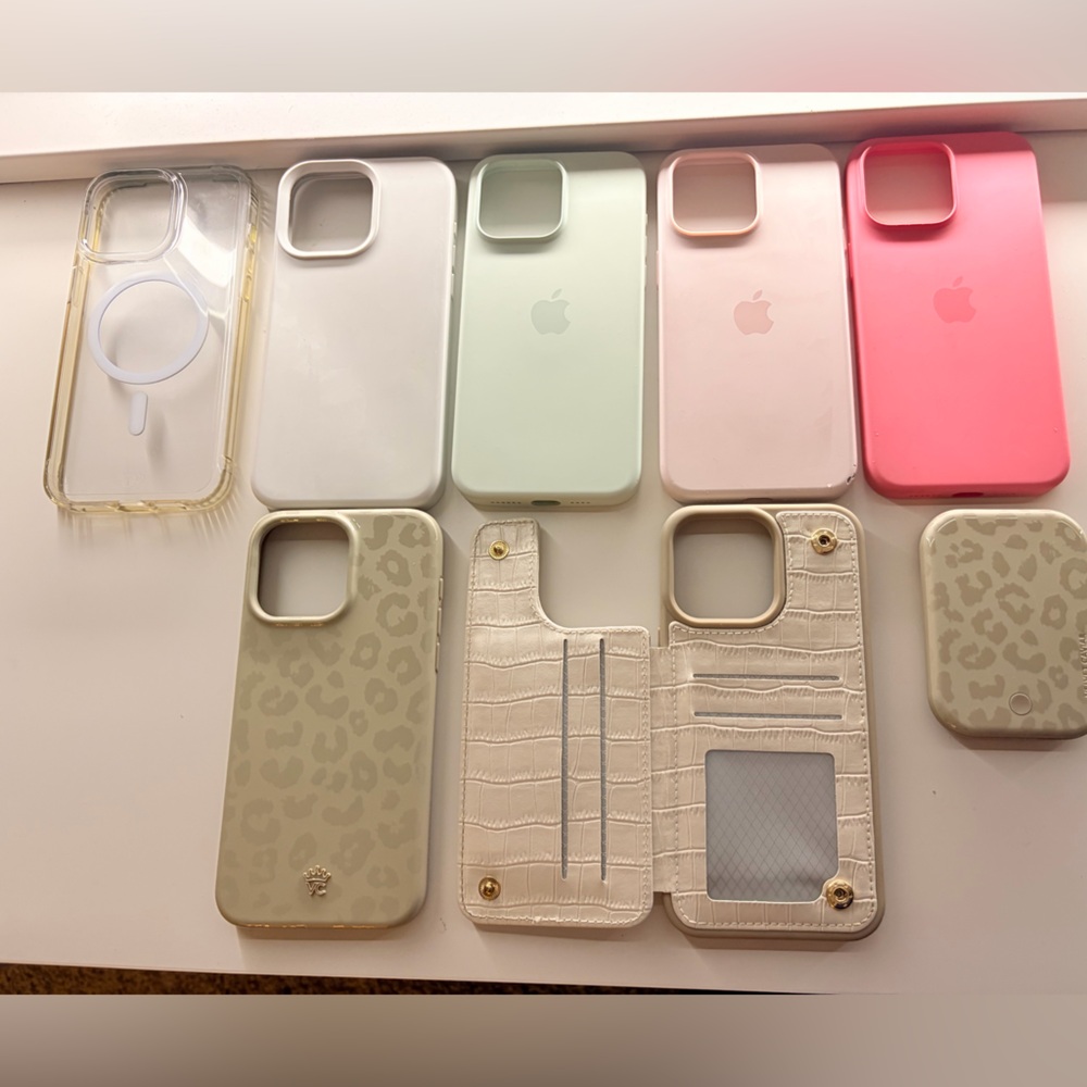 Assorted Phone Cases - Beige, White, Green, Pink